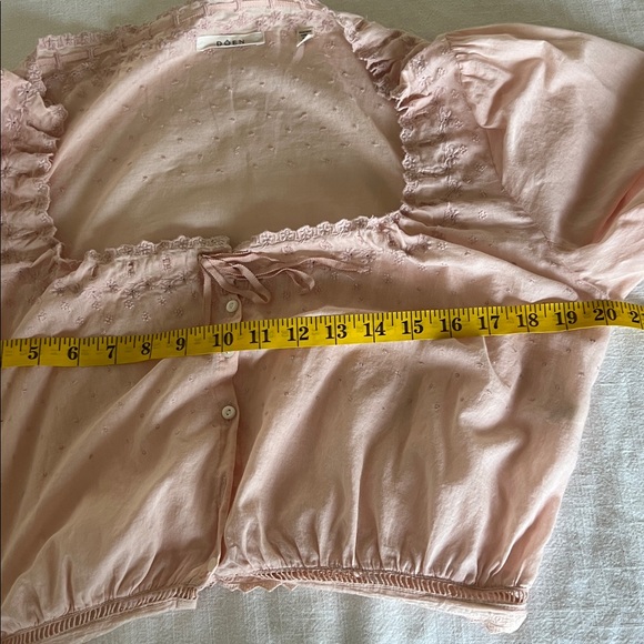 Doen 100% organic cotton pale Pink Textured Blouse cropped - Picture 8 of 11
